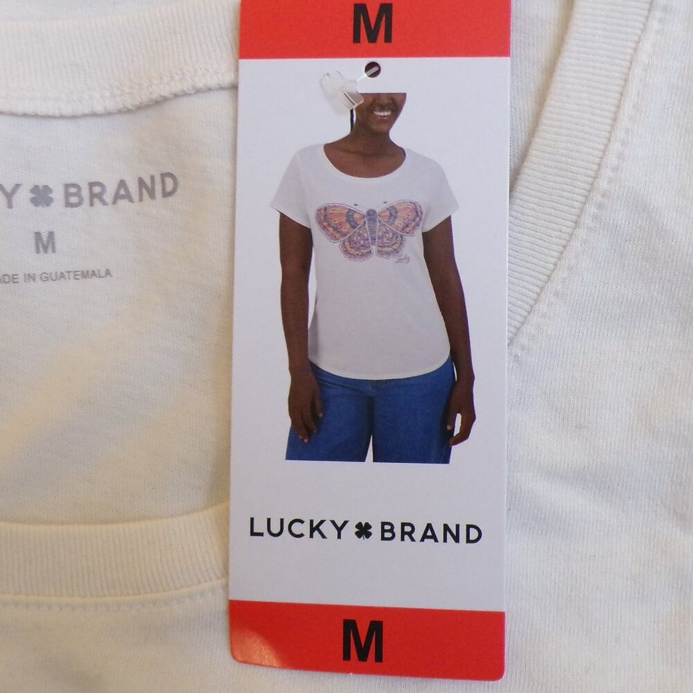 LUCKY BRAND NWT Women's Marshmallow Butterfly Graphic T-Shirt Size Medium - Picture 5 of 7